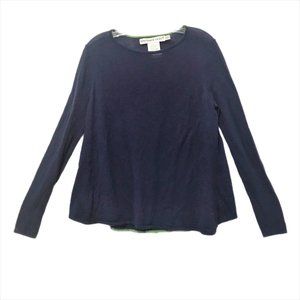 GRECHEN SCOTT Womens S Navy Thin Wool Long Sleeve Pullover Knit Full Body Top